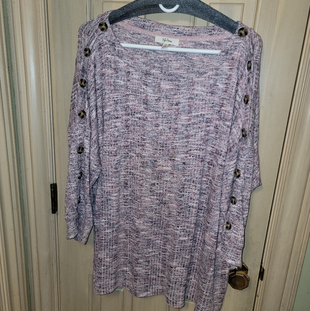 Womens plus Sz 2X Peyton Primrose pink Sweater with Buttons - Picture 4 of 7